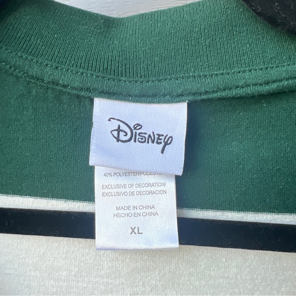Disney Bambi Cropped Rugby Top XL Stripe Varsity Green White Long Sleeves - Picture 6 of 11